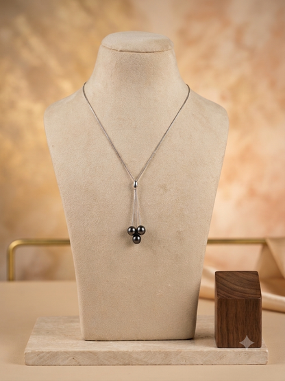 92.5 Silver Black Hues Pearls Chain
