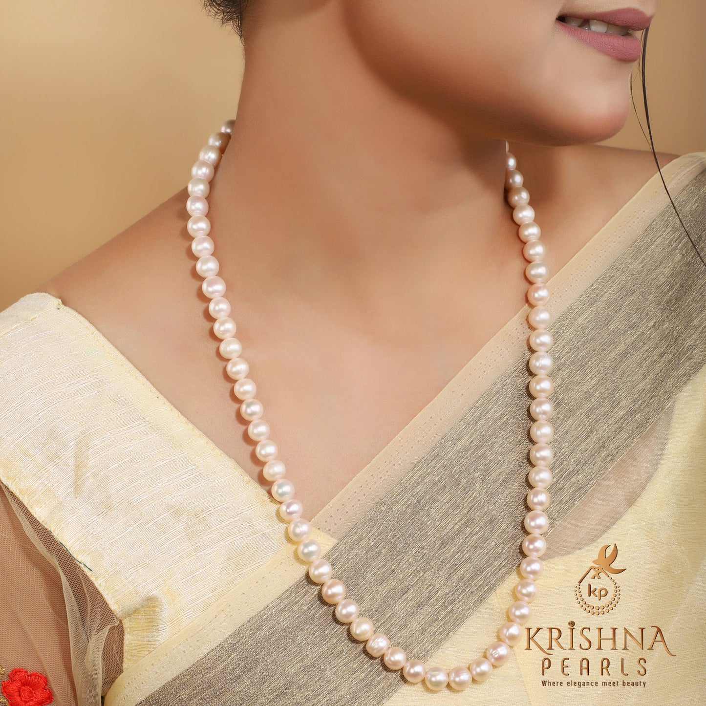 Gorgeous White Round Pearl Long Necklace