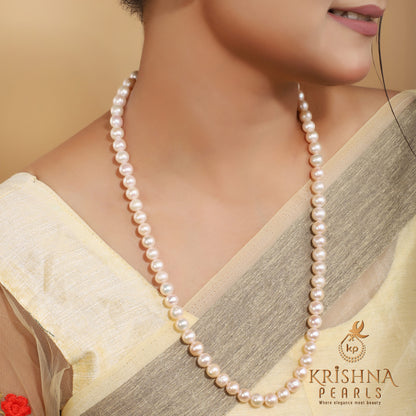 Gorgeous White Round Pearl Long Necklace