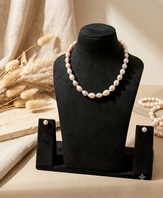 Lustrous Pink Ombré Oval Shape Necklace