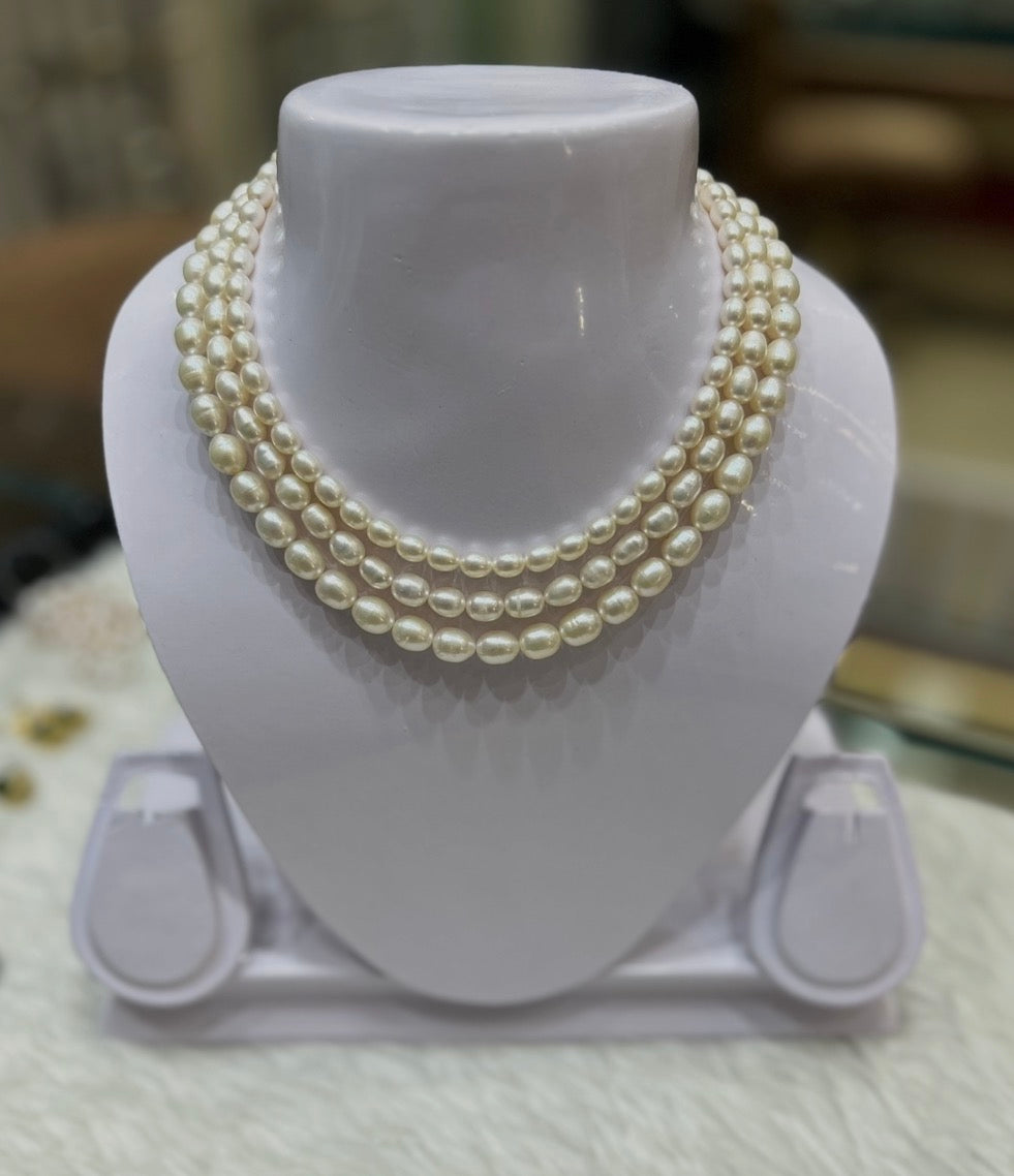 Adorable Gradient Oval Pearls Necklace Set