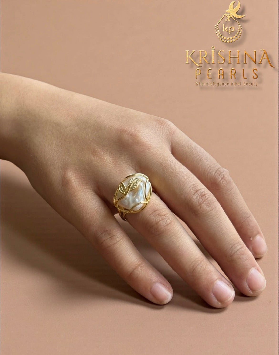 Baroque Pearl Pendent With MultiColour Pearls with Adjustable Finger Ring