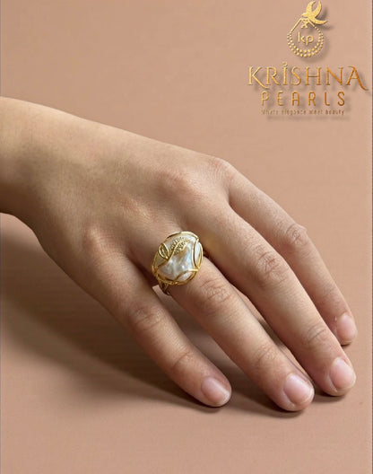 Baroque Pearl Pendent With MultiColour Pearls with Adjustable Finger Ring