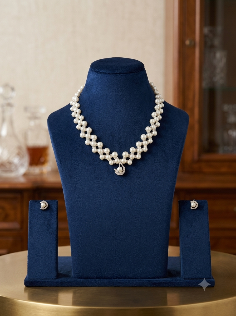 Exclusive Designer Necklace Made From Finger Ring Pearls