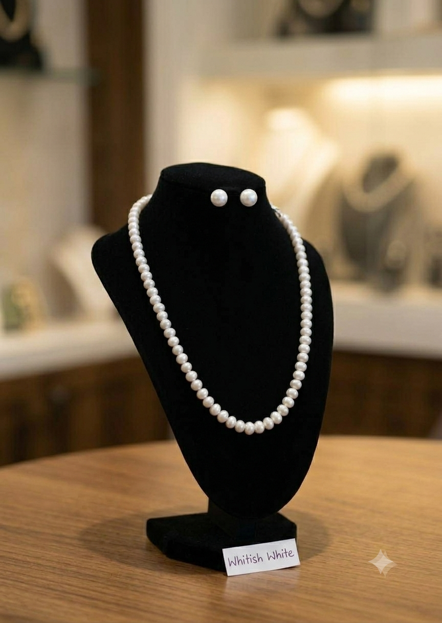 Simple Pearl Necklace with Studds