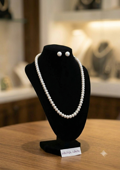 Simple Pearl Necklace with Studds