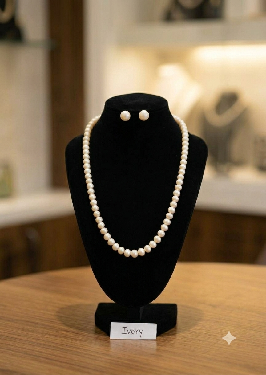 Simple Pearl Necklace with Studds