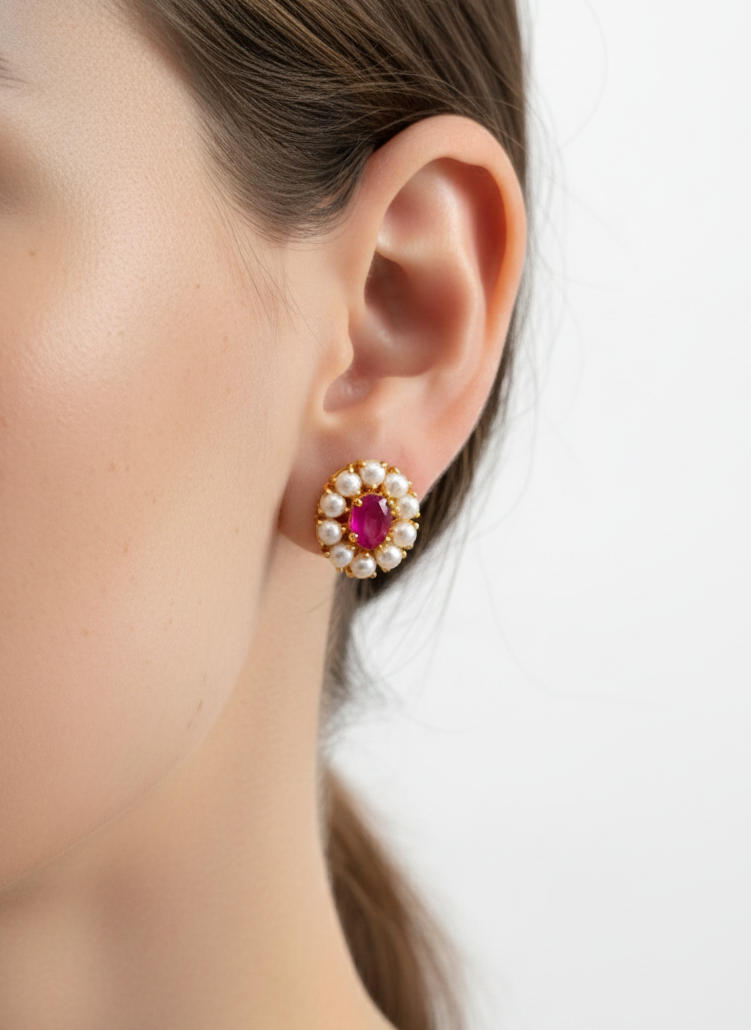 Ruby Pearl Studs