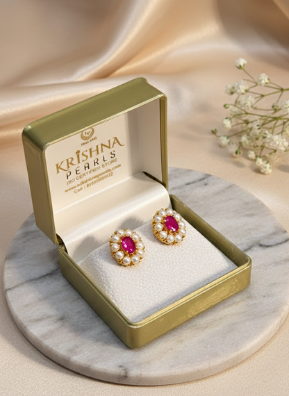 Ruby Pearl Studs