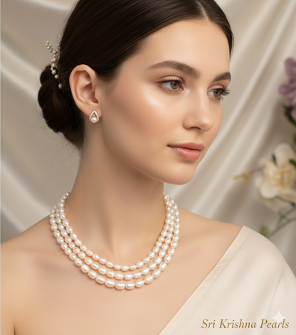Adorable Gradient Oval Pearls Necklace Set