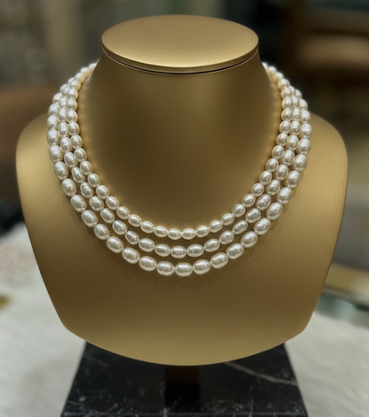 Adorable Gradient Oval Pearls Necklace Set