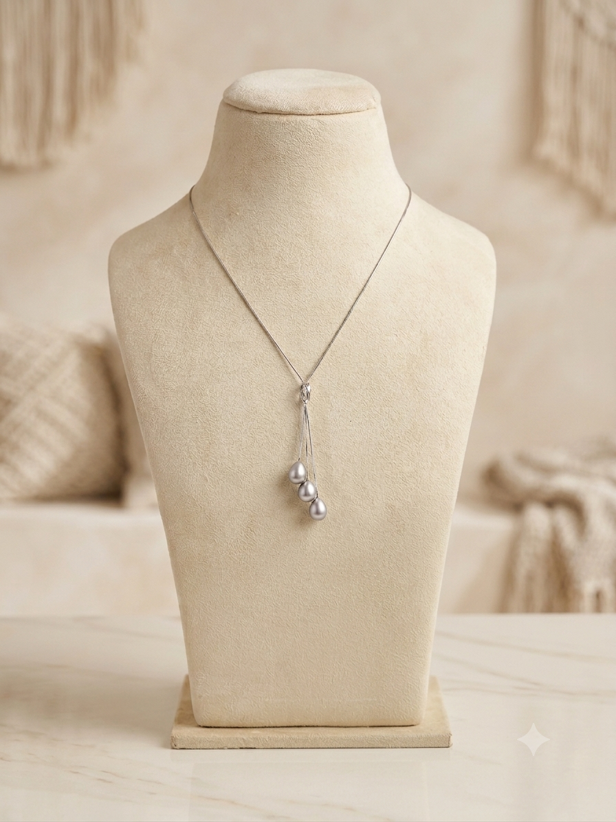 92.5 Silver Pearl Chain Gray