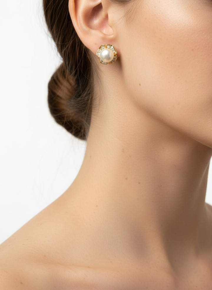 92.5 Silver Post Pin Designer Pearl Studds