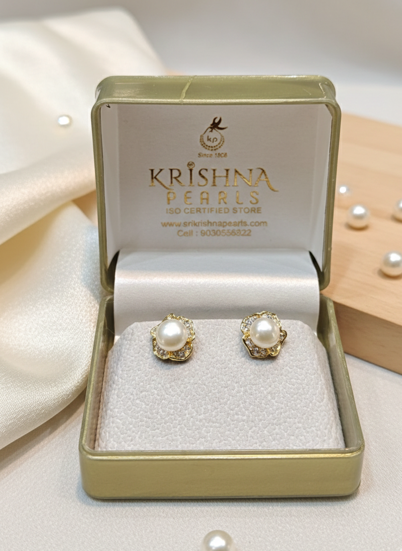 92.5 Silver Post Pin Designer Pearl Studds