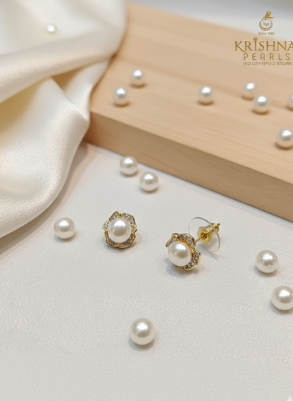 92.5 Silver Post Pin Designer Pearl Studds