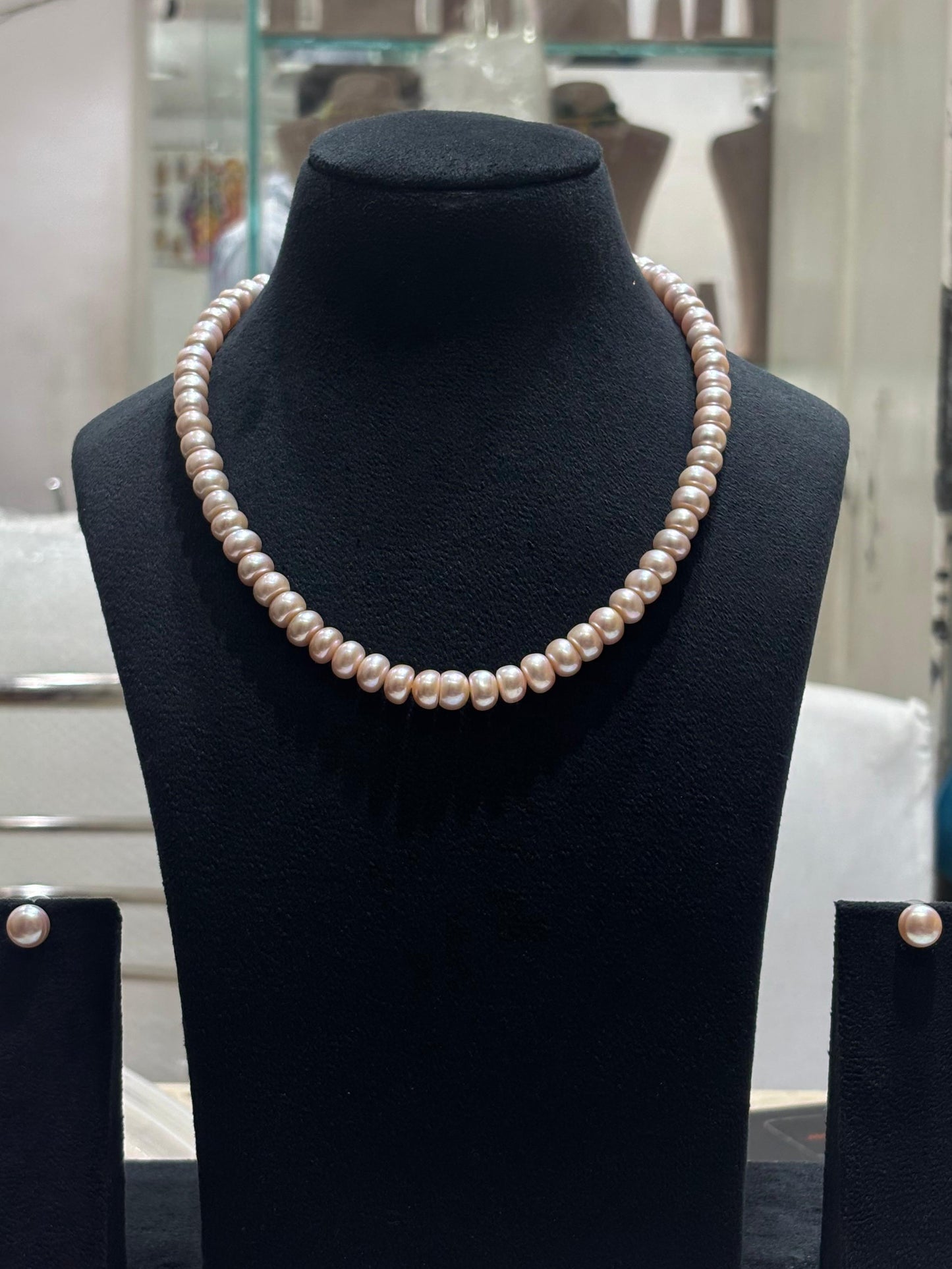 Dark Pink Lavender Mist 10mm Daily Wear Pearl Necklace