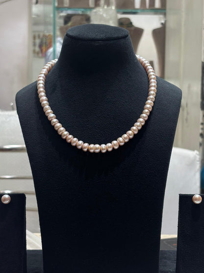 Dark Pink Lavender Mist 10mm Daily Wear Pearl Necklace