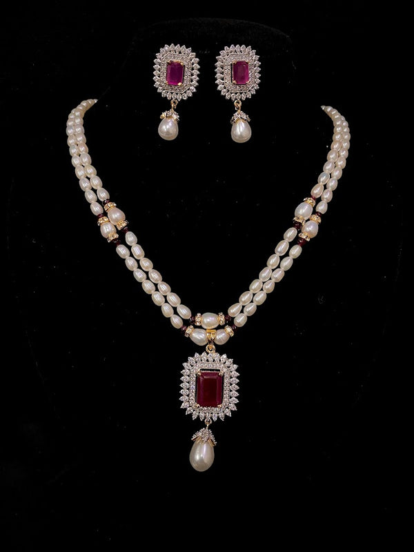 Classy Oval Pearl Double Line Set