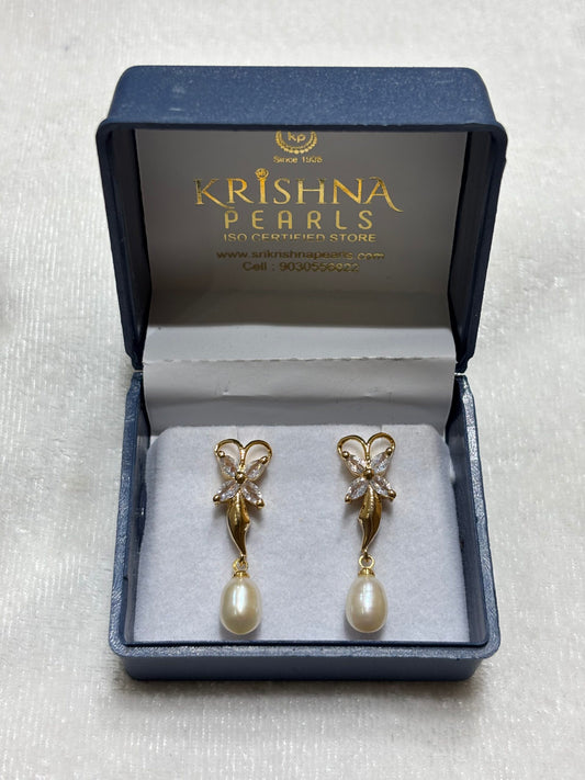 The Golden Geometric Star Pearl Drop Hangings