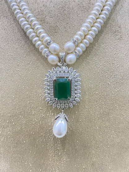 Real Pearl Two Line Necklace