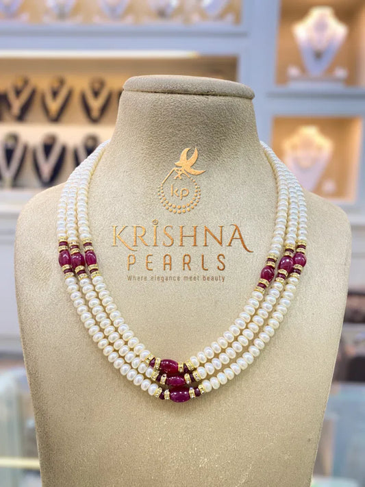 Beautiful Pearl & Ruby Necklace