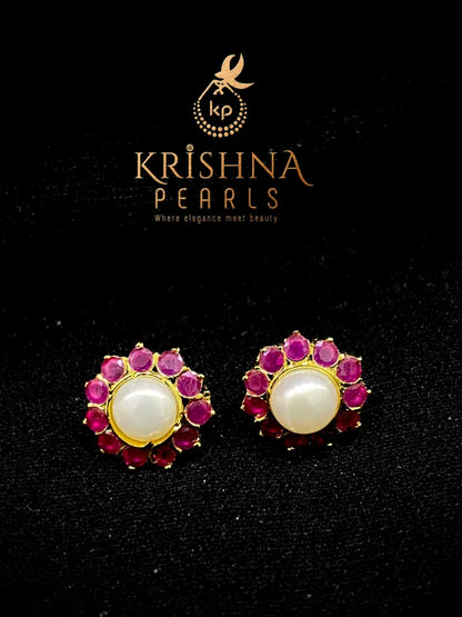 Ruby Pearl Studs