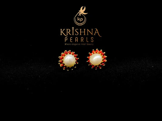 Pearl And Coral Studs