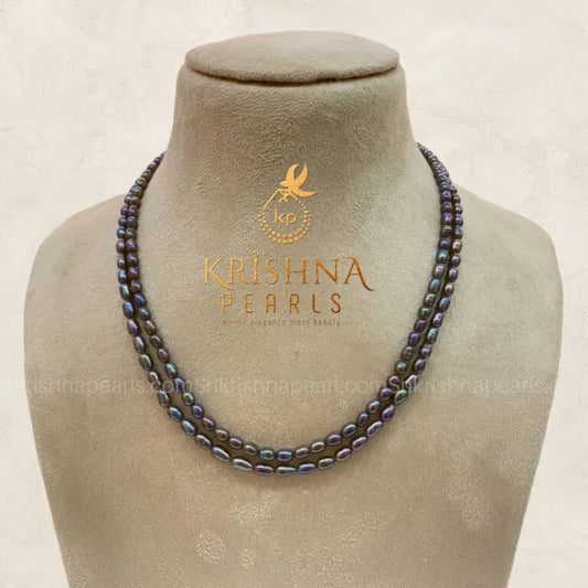 Elegant Black Rice Pearl Necklace