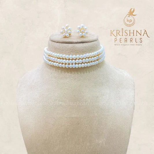 Beautiful Plain Pearl Choker Set