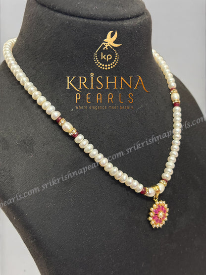 Elegant Pearl Set With Ruby Locket Set