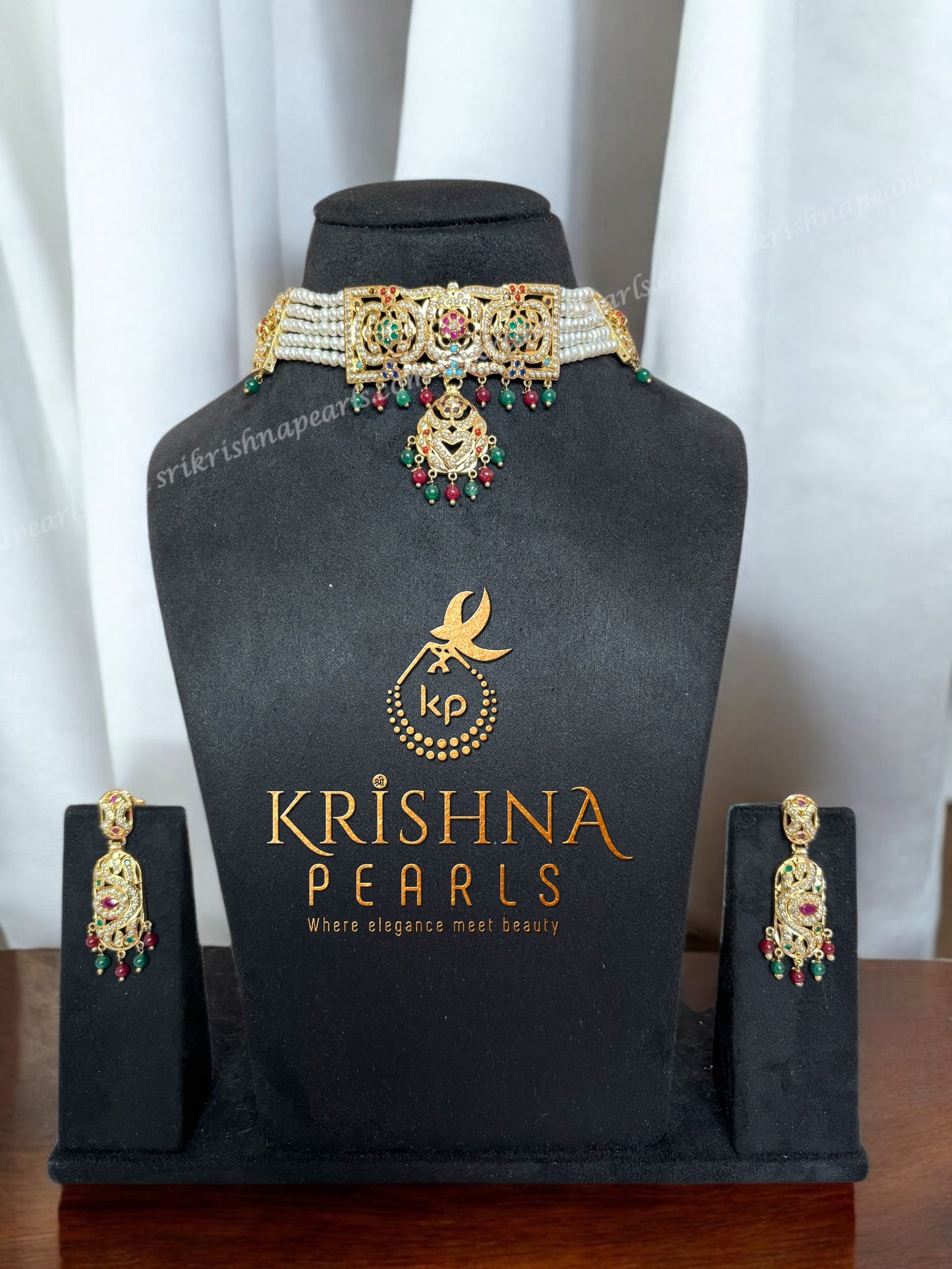 Exclusive Nizami Pearl Choker Set Four Line