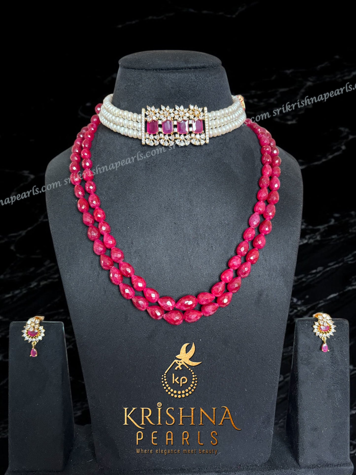 Luxurious Ruby Studded Pearl Choker with Original Ruby Strands