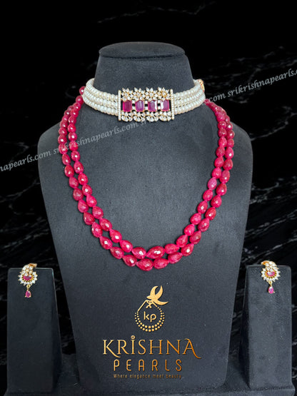 Luxurious Ruby Studded Pearl Choker with Original Ruby Strands