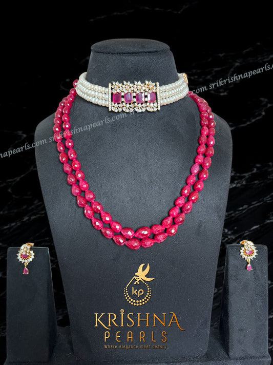 Luxurious Ruby Studded Pearl Choker with Original Ruby Strands