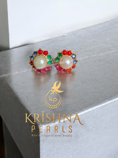 Designer Multistone Pearl Studded Earrings