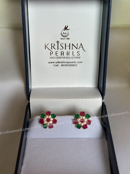 Beautiful Ruby & Emerald Studded Earrings