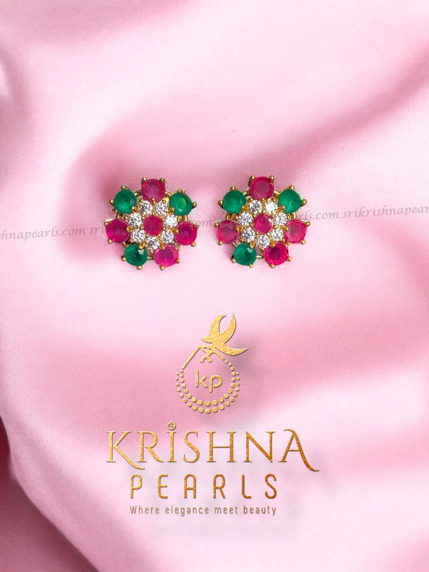 Beautiful Ruby & Emerald Studded Earrings