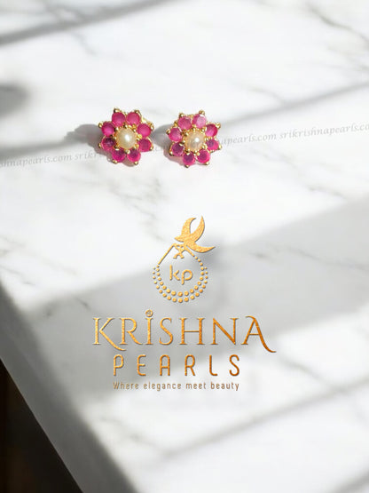 Beautiful Flower Pearl Studded Earrings