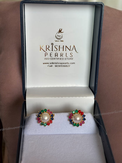 Beautiful Multistone Pearl Studded Earrings