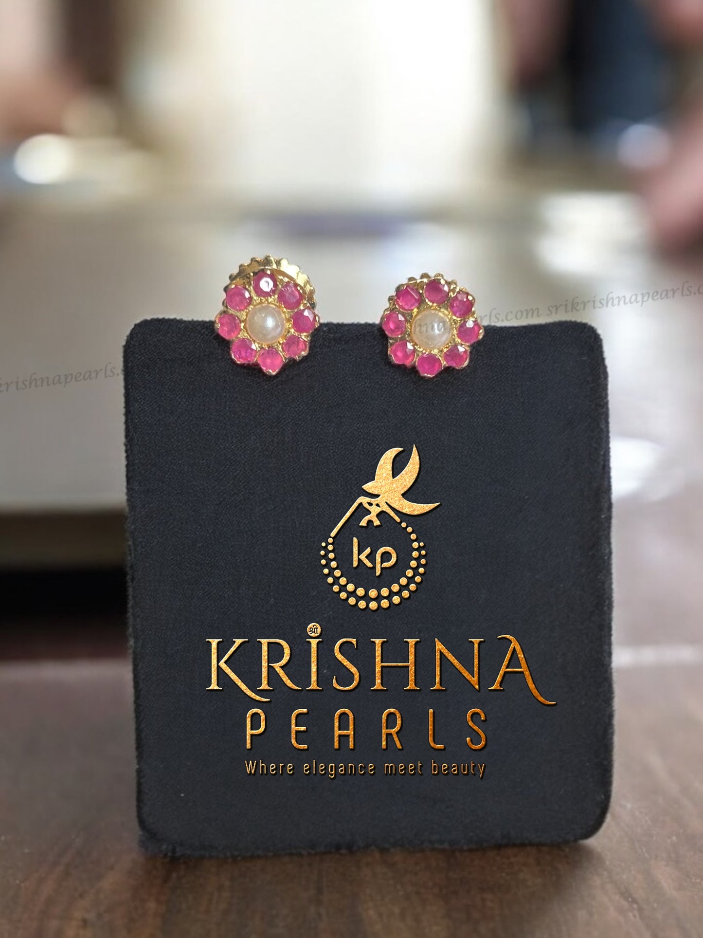 Adorable Pink Stone Pearl Studded Earrings