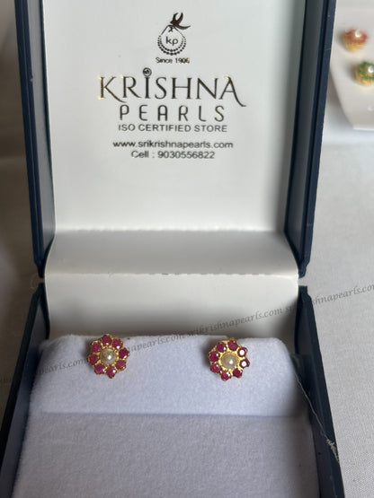Adorable Pink Stone Pearl Studded Earrings