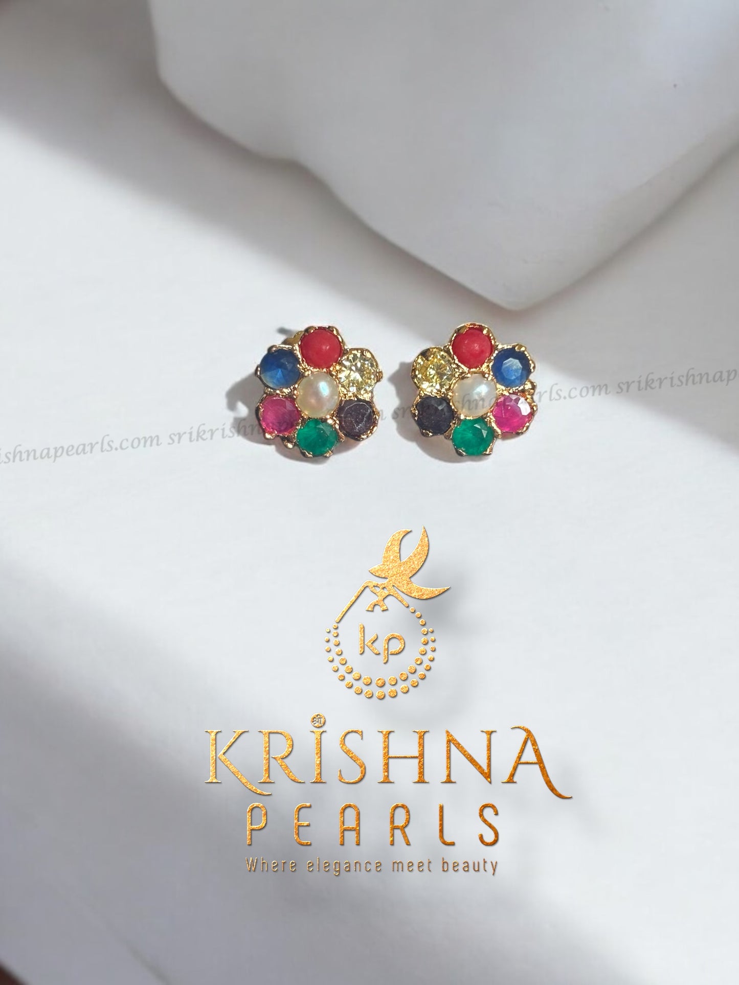 Adorable Multistone Pearl Studded Earrings