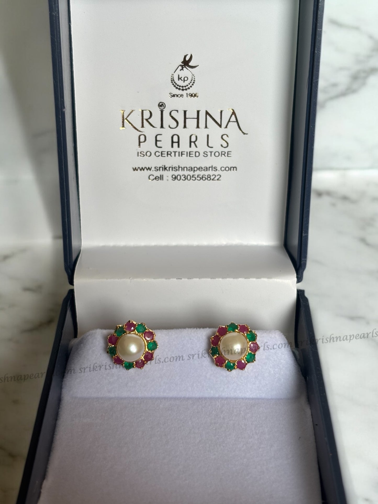 Designer Ruby & Emerald Pearl Studded Earrings