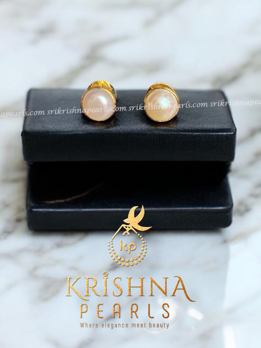 Regular Wear Original Pearls Studs With Micro Rhodium Gold Plating Cover