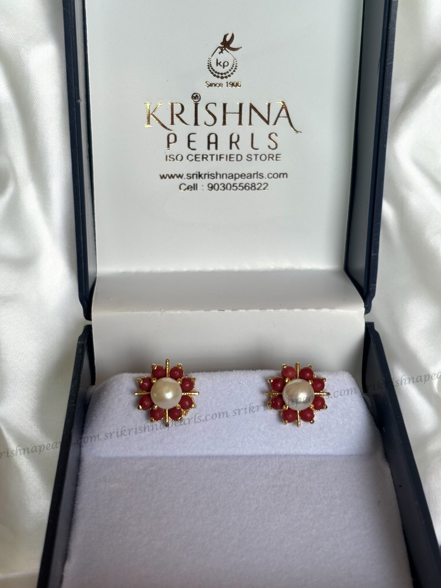 Adorable Coral Pearl Studded Earrings