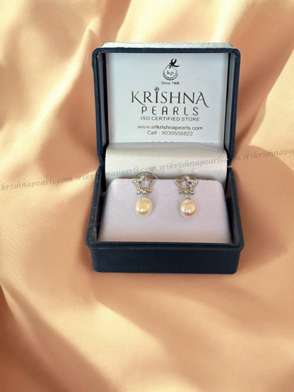 92.5 Silver Beautiful Star Shape Pearl Earings