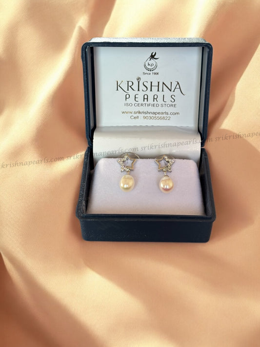 92.5 Silver Beautiful Star Shape Pearl Earings