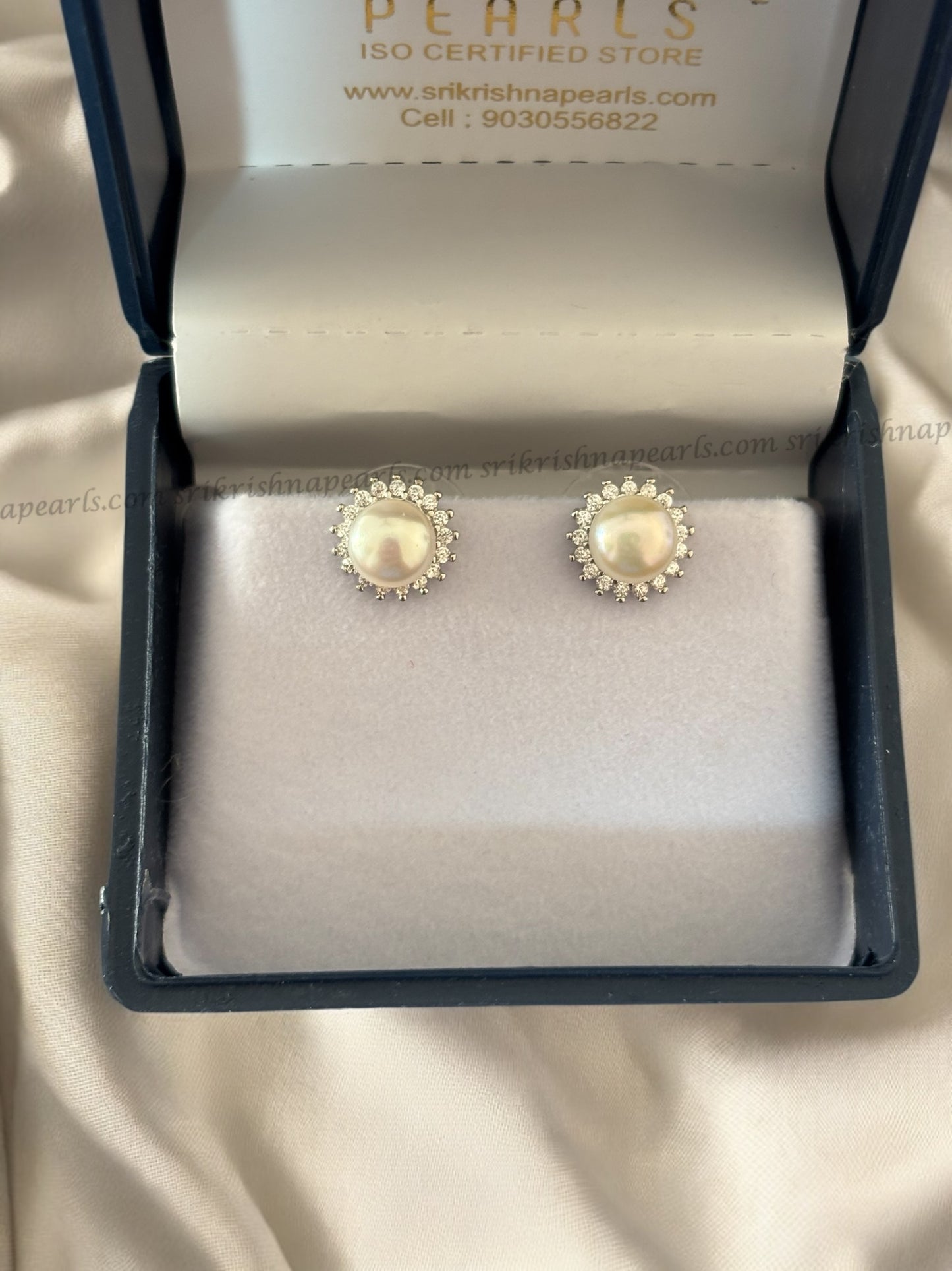 92.5 Silver Cute Pearl Studded Earings