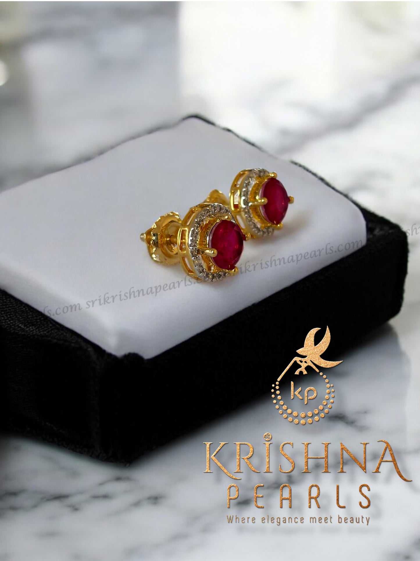 92.5 Silver Adorable Ruby Studded Earings