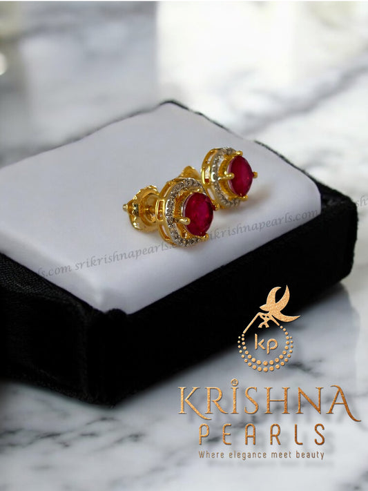 92.5 Silver Adorable Ruby Studded Earings